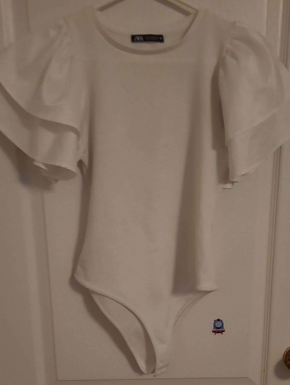 Zara White Ruffle Sleeve Bodysuit One-Piece